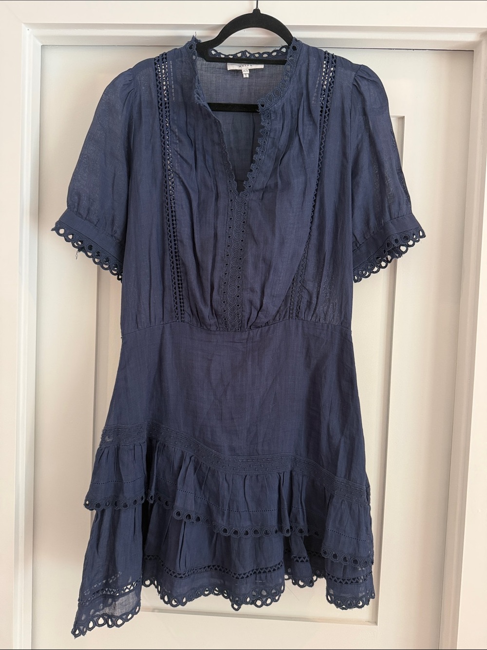 Reiss Navy Blue Eyelet Dress